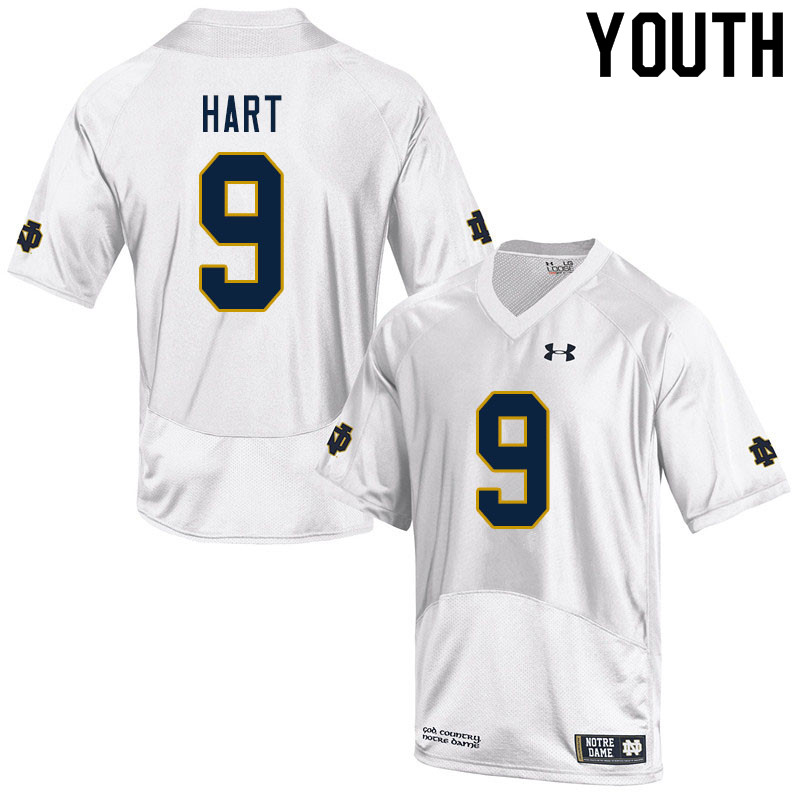 Youth NCAA Notre Dame Fighting Irish #9 Cam Hart Stitched College Under Armour Authentic White Football Jersey PC10W87GP